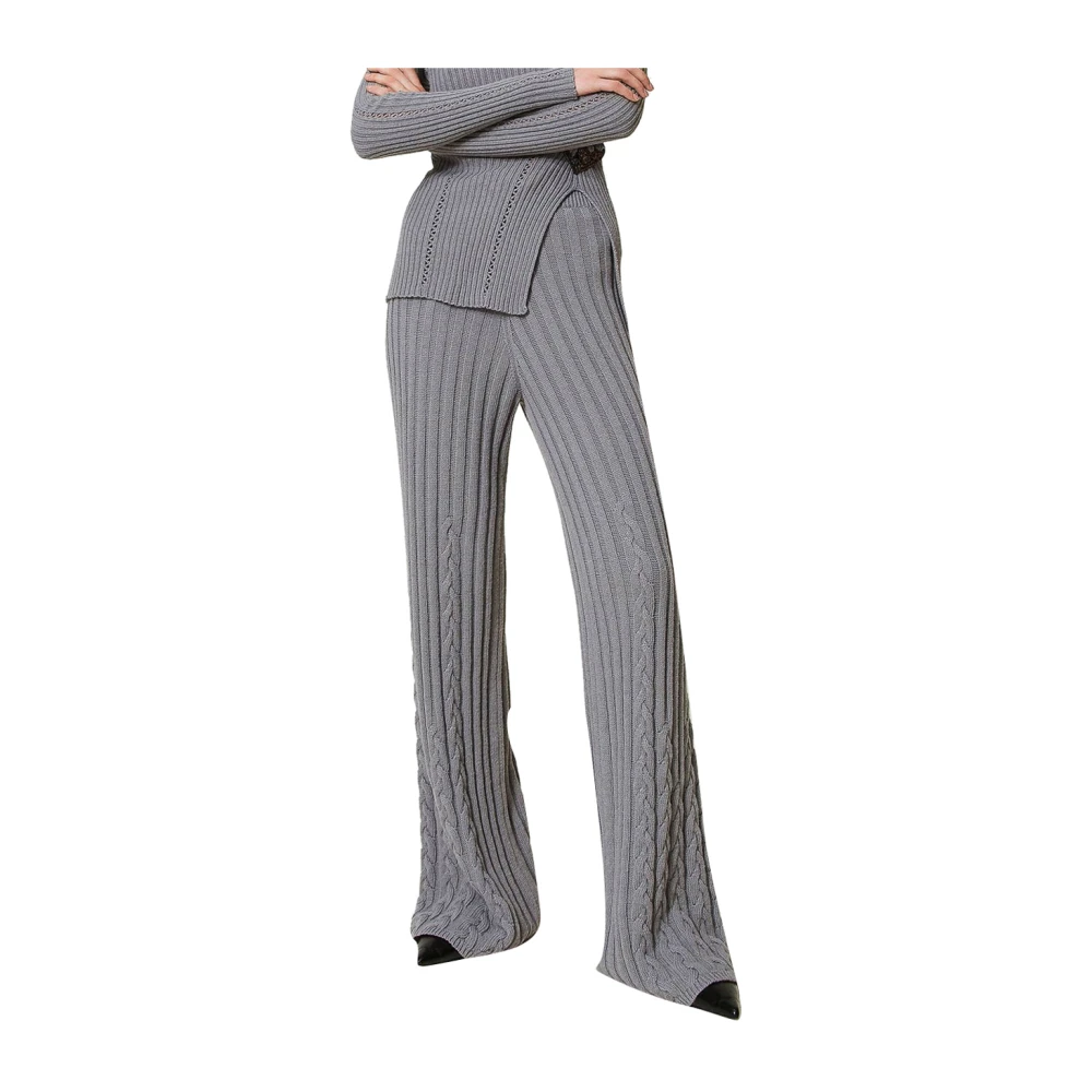 Twinset Flare Broek in Licht Grijs Wol Gray Dames