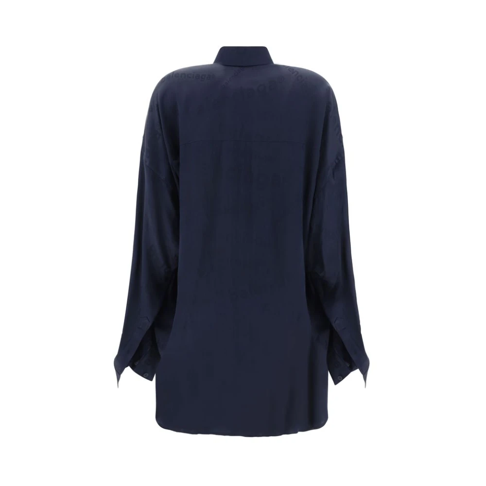 Balenciaga Zijden overhemd met klassieke kraag Blue Dames