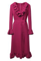 magenta-jurk-van-zijde-met-ruches