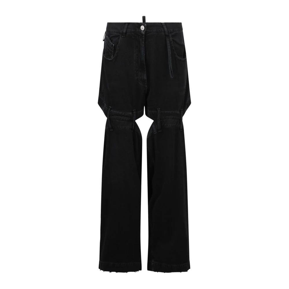 The Attico Cut-out Wide-leg Jeans Black Dames