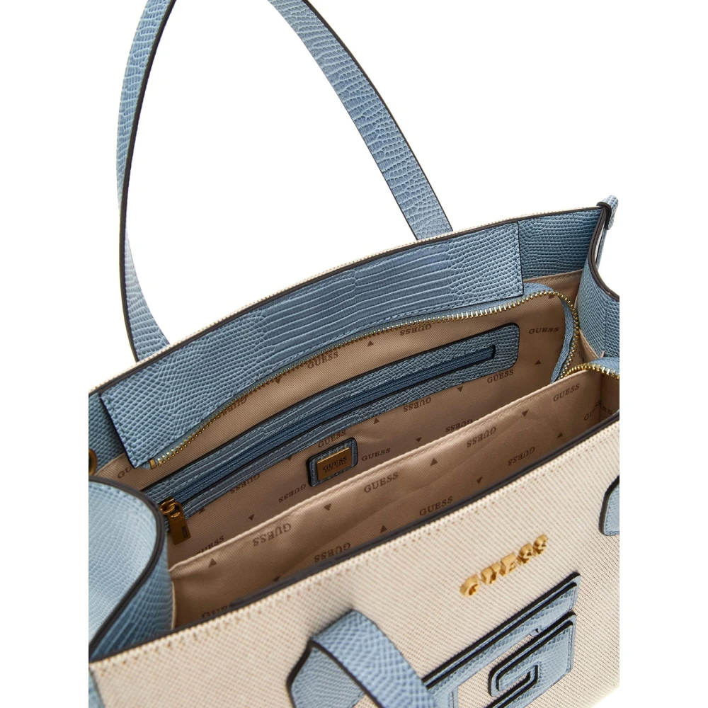 Guess G Status 2 Compartiment Natural Light Denim Tas Beige Dames