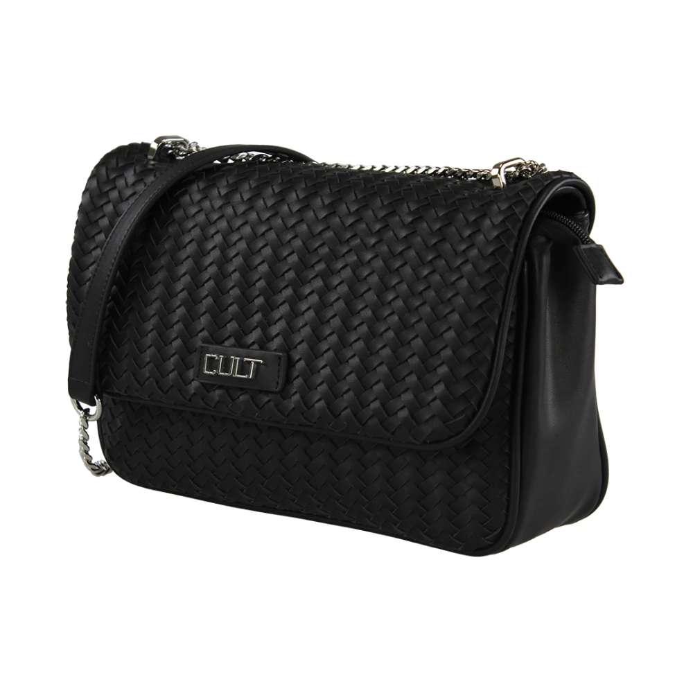 Cult Zwarte Geweven Ketting Schoudertas Black Dames