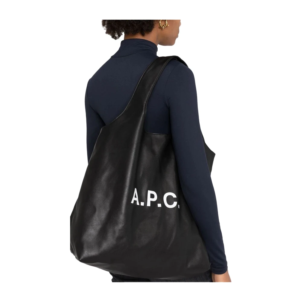 A.p.c. Bedrukte Tote Tas in Zwart Polyurethaan Black Dames