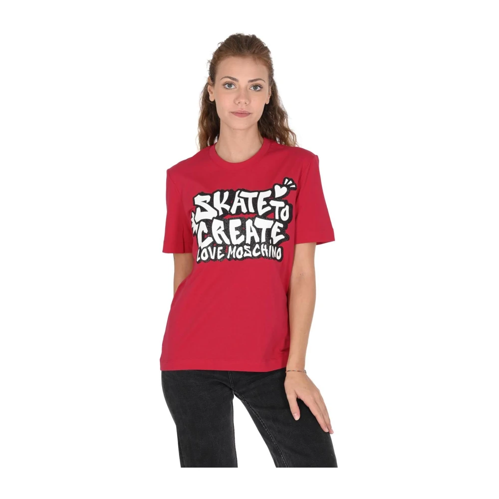 Love Moschino Women's Red Graphic Tee Skate Style