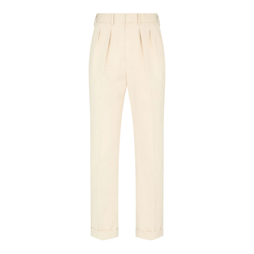 Tom Ford Men's Beige Straight Trousers, W36, Bone Chino Trousers