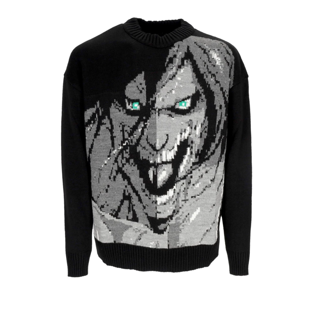 Dolly Noire Attack Titan Sweater Ribbed Crewneck Geborduurd Black Heren