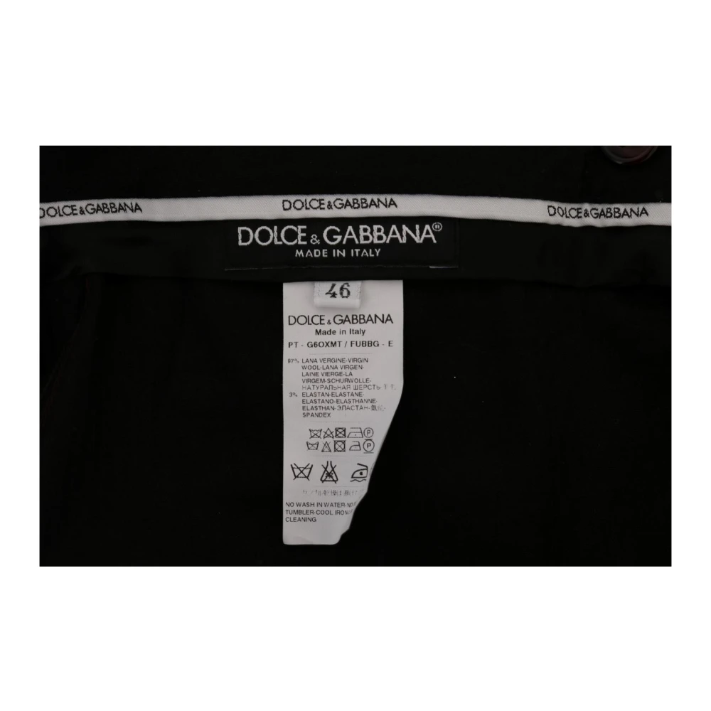 Dolce & Gabbana Paarse Wol Stretch Slim Fit Broek Black Heren