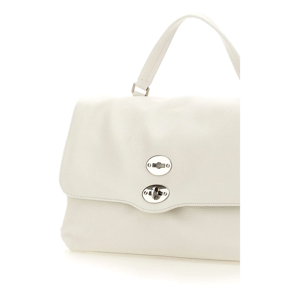 Zanellato Witte handtas van generfd leer met draaimechanisme White Dames