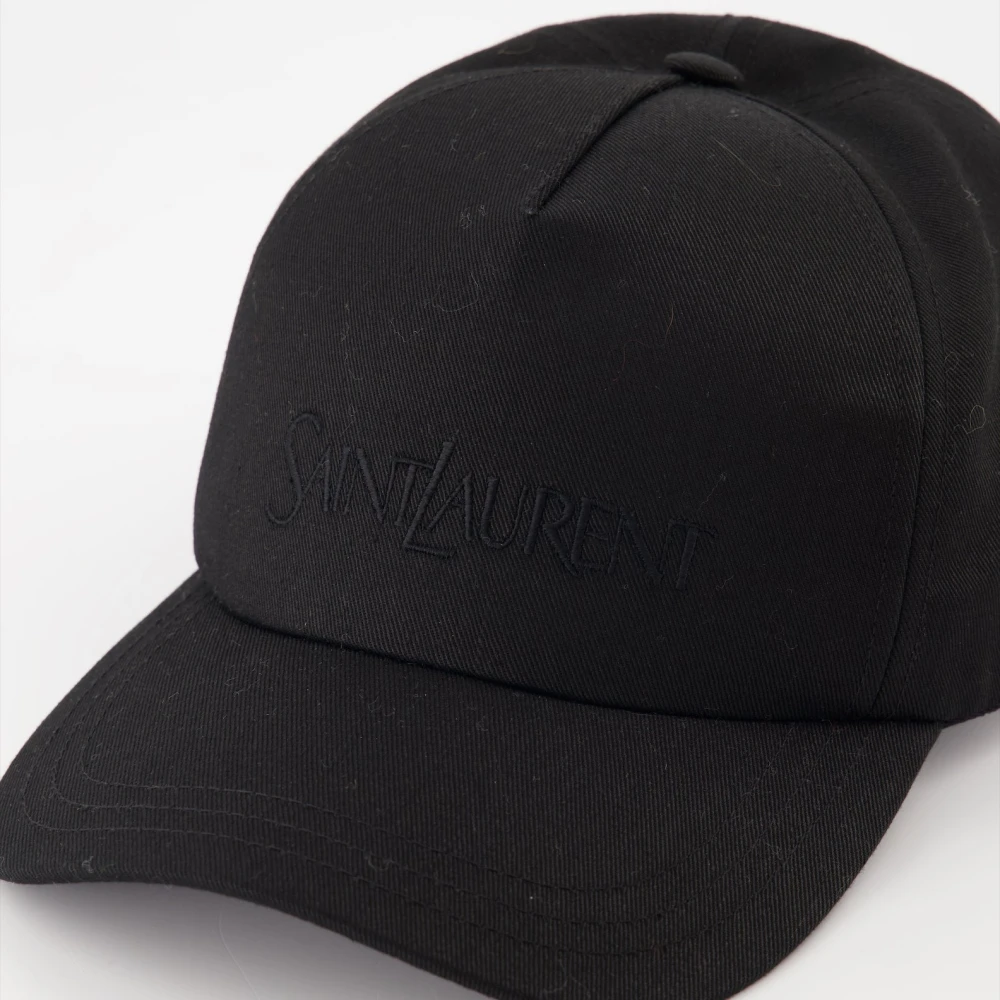 Saint Laurent Logo Pet met Grosgrain Lint Detail Black Heren