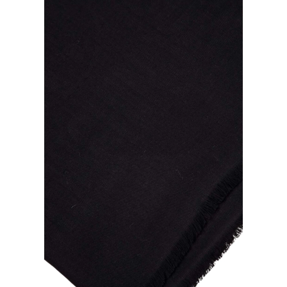 Moschino Zwarte Sjaal met Franje Randen Black Dames
