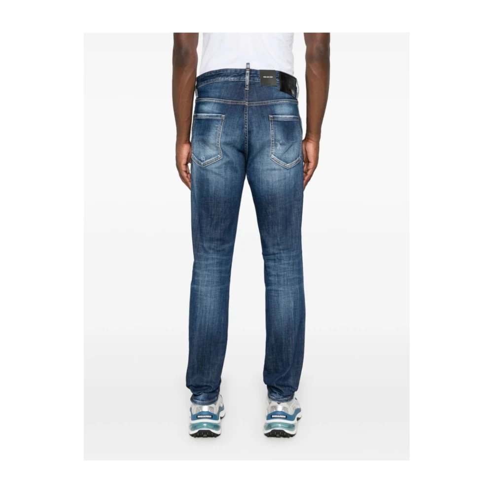 Dsquared2 Slim Cut Distressed Denim Jeans Blue Heren