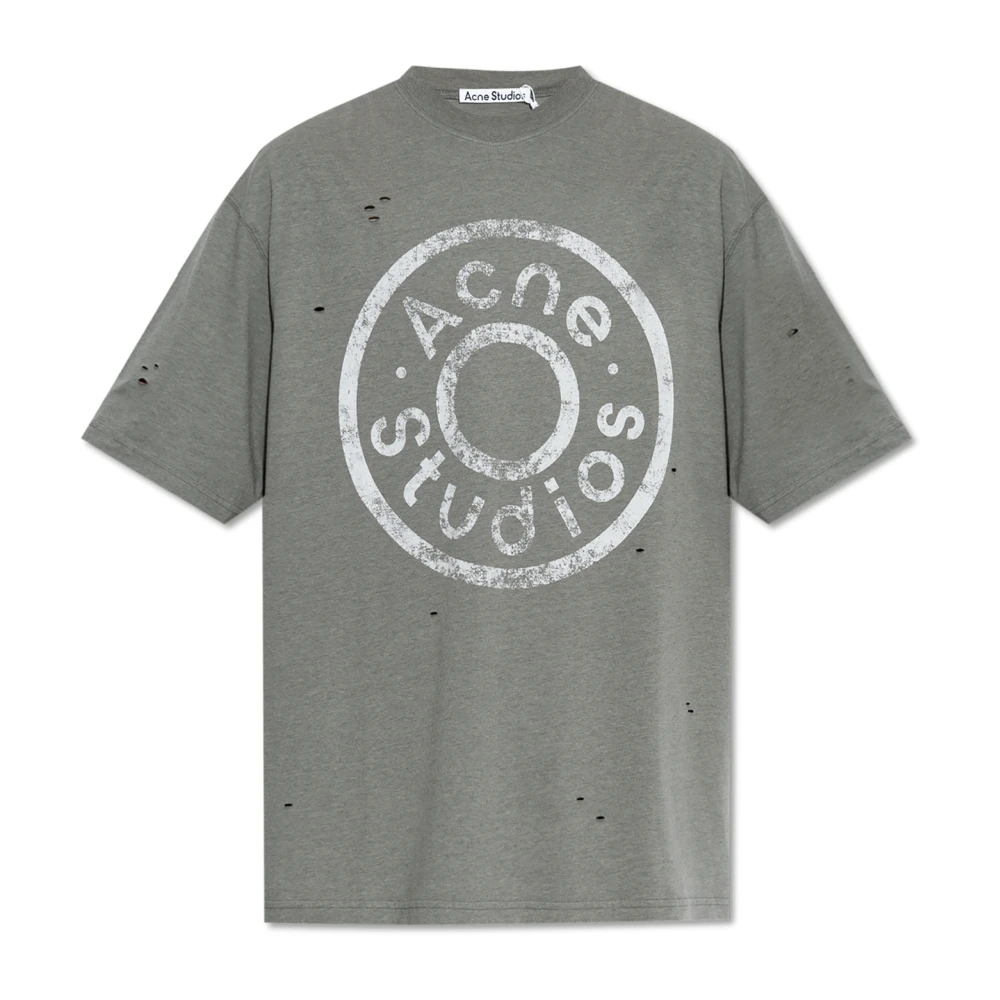 Acne Studios Groene Logo T-shirt Relaxed Fit Green Heren
