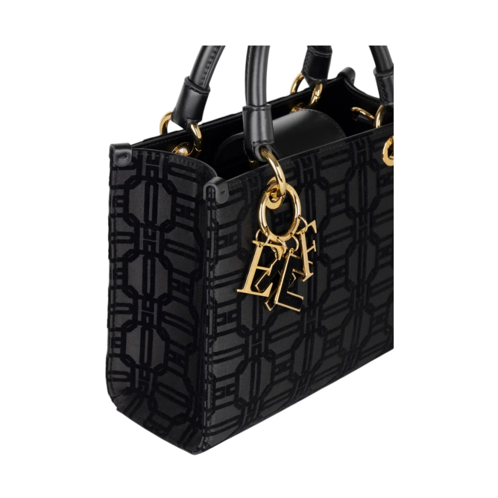 Elisabetta Franchi Stijlvolle Leren Tas Black Dames