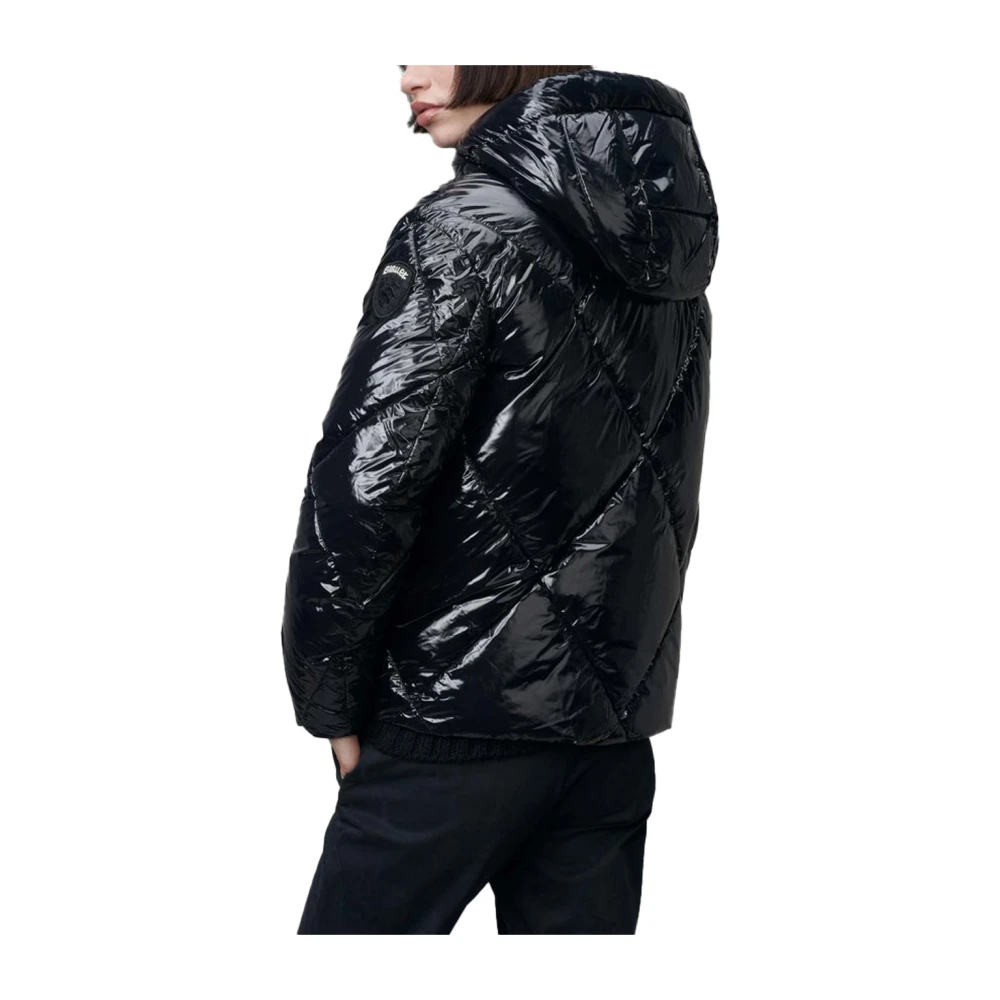 Blauer Nylon Gewatteerde Gevoerde Winterjas Black Dames