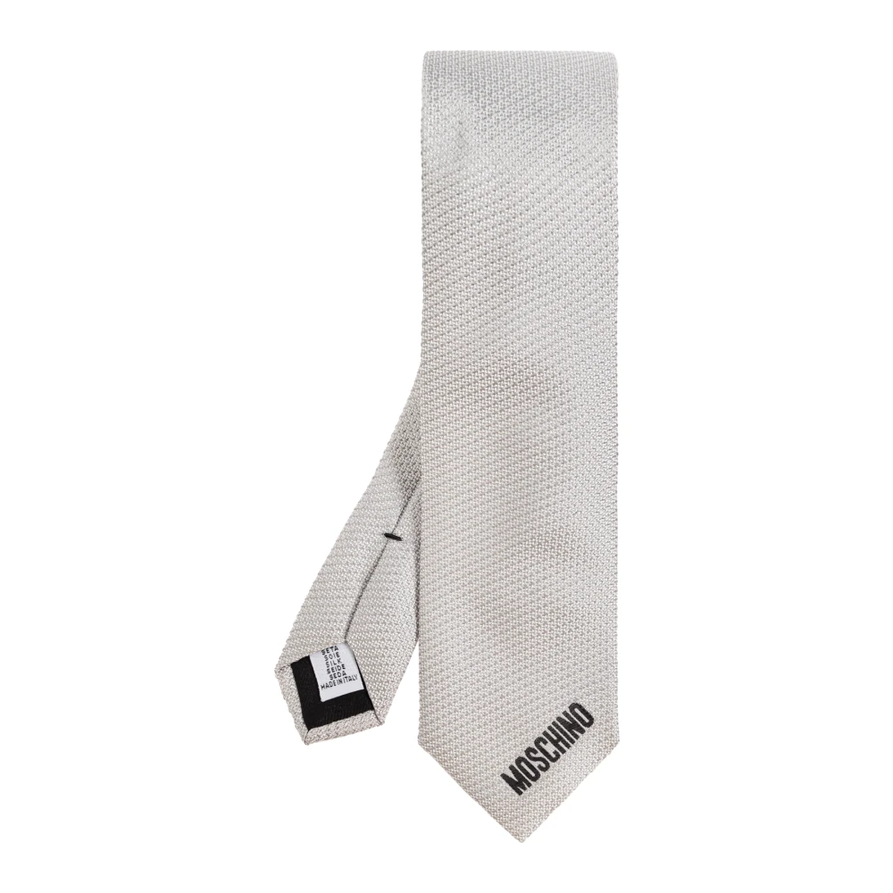 Moschino Zijden stropdas met logo Gray Heren
