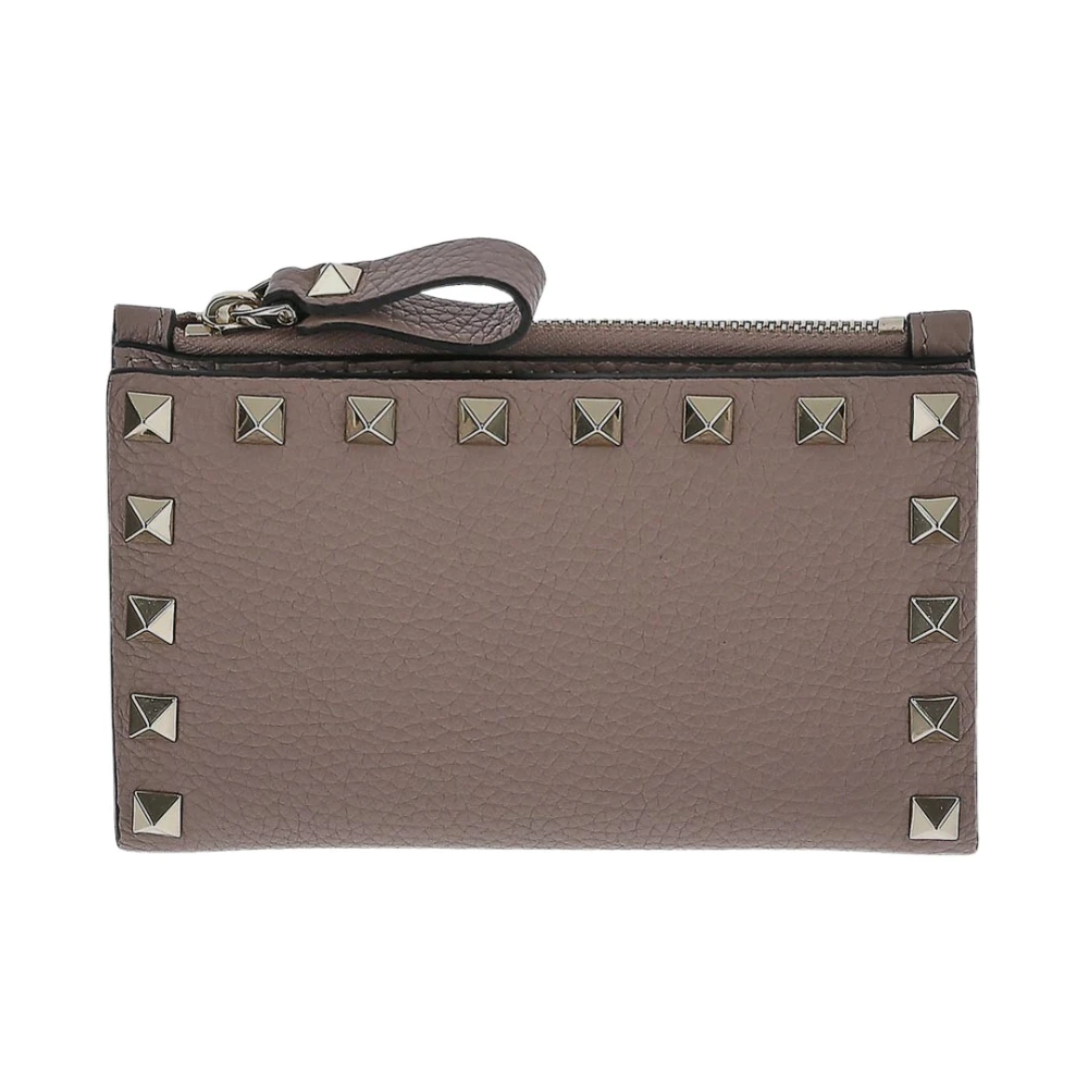 Valentino Garavani Leren Logo Portemonnee Beige Dames