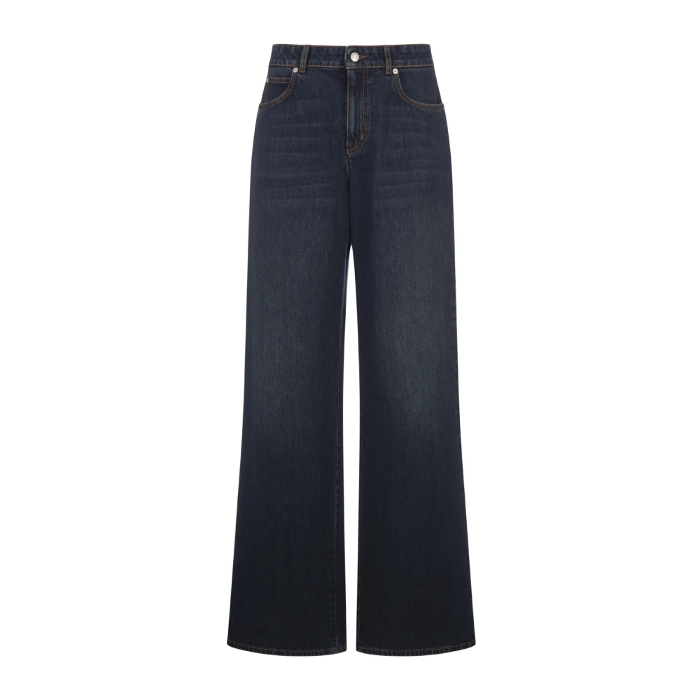 Alexander mcqueen Blauwe Wide-leg Jeans Indigo Denim Blue Dames