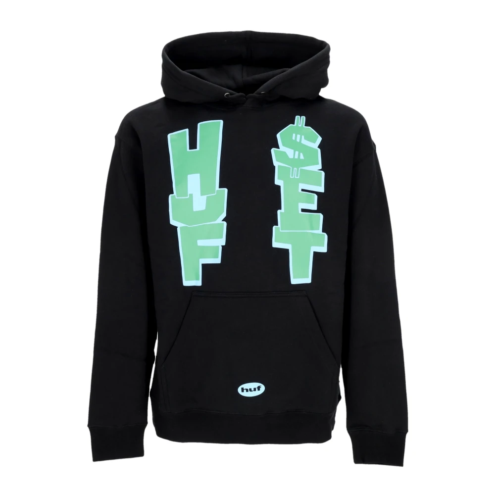 HUF Zwarte hoodie met lange mouwen en kangoeroezak Black Heren