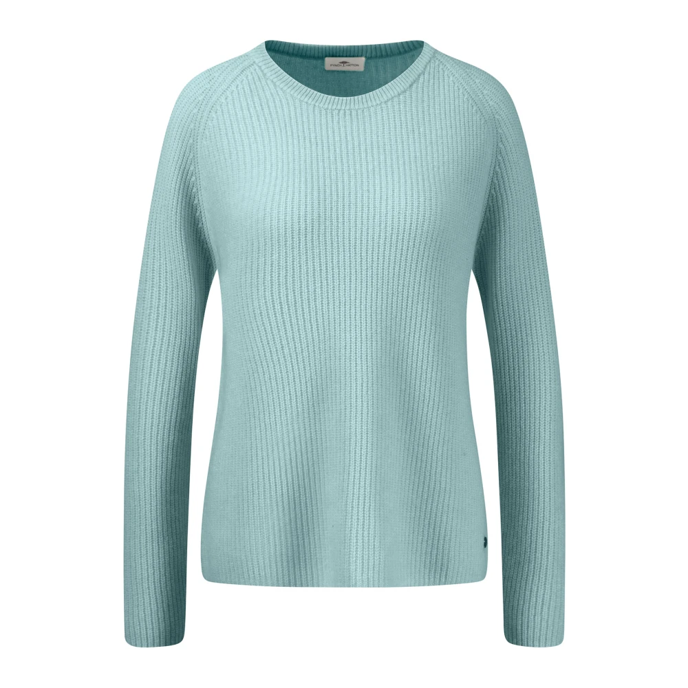FYNCH-HATTON Kasjmier Rib Crewneck Trui Blue Dames