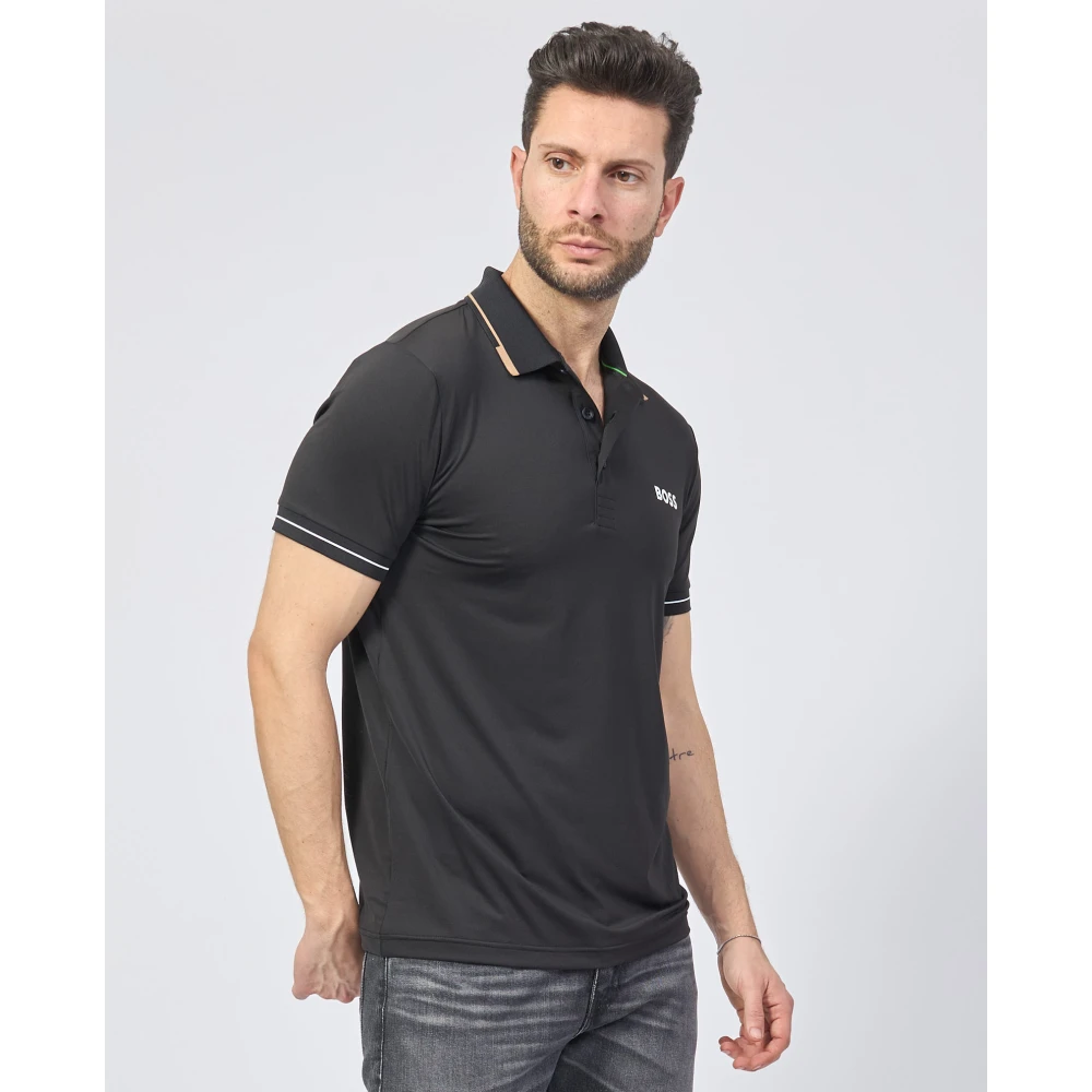 Hugo Boss Zwarte katoenen poloshirt met logo Black Heren