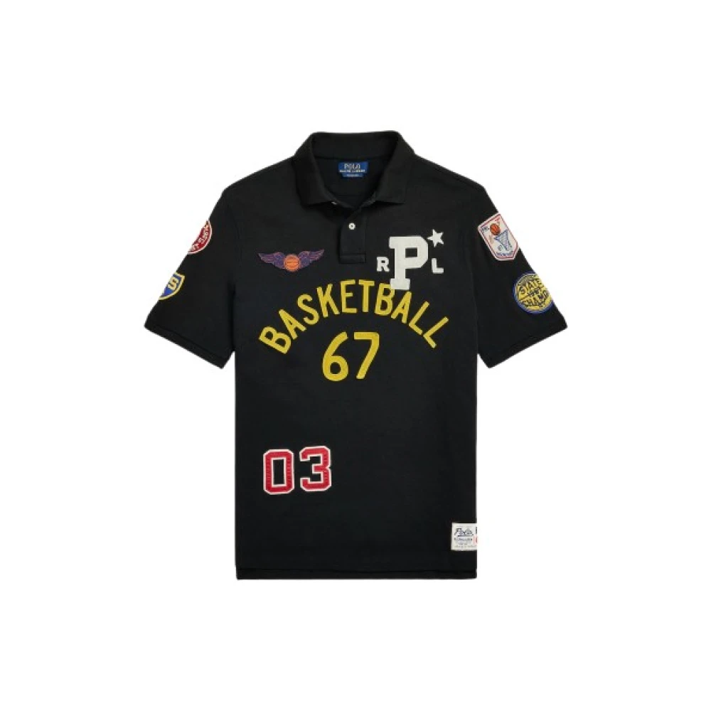 Polo Ralph Lauren Iconisch Gepatchte Basketbalstijl Shirt Black Heren
