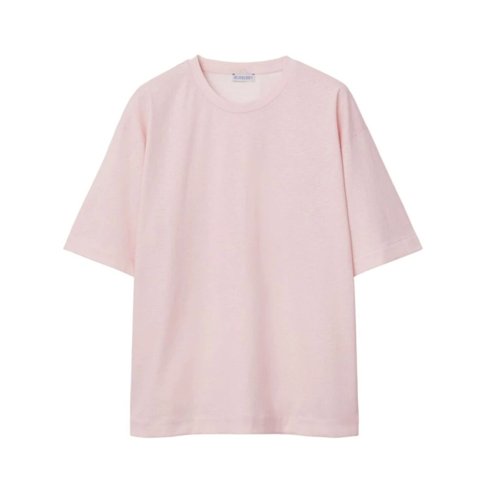 Burberry Roze Gestreept T-shirt met Equestrian Knight Motief Pink Dames