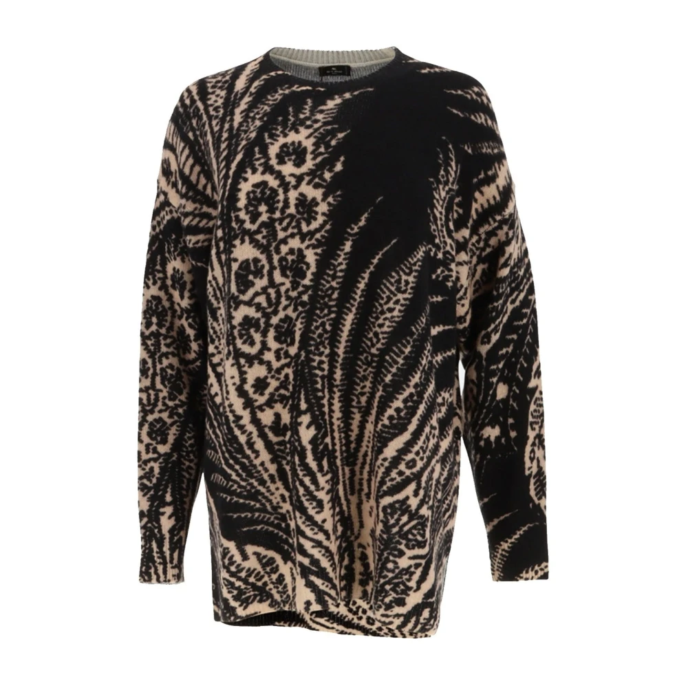 ETRO Gedrukte Wollen Trui Ronde Hals Multicolor Dames