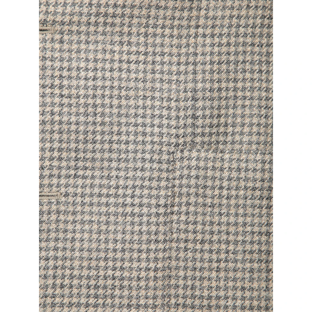 Canali Elegant Houndstooth Cashmere Jacket Gray Heren