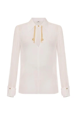 Blus i georgette med juveldetalj