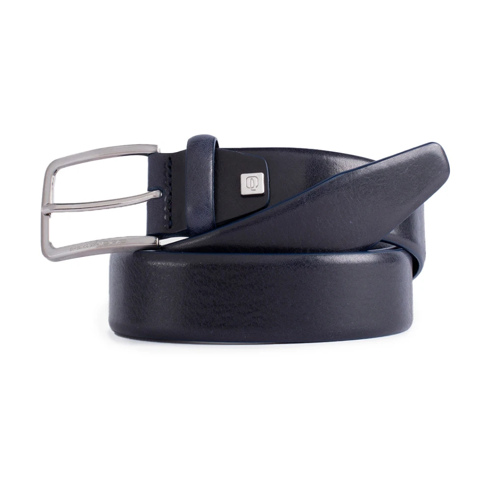 Piquadro Mannelijk Blauw Leren Riem Met Doornsluiting