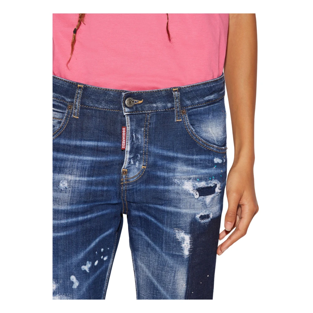 Dsquared2 Blauw & Groen Slim-fit Denim Jeans Blue Dames