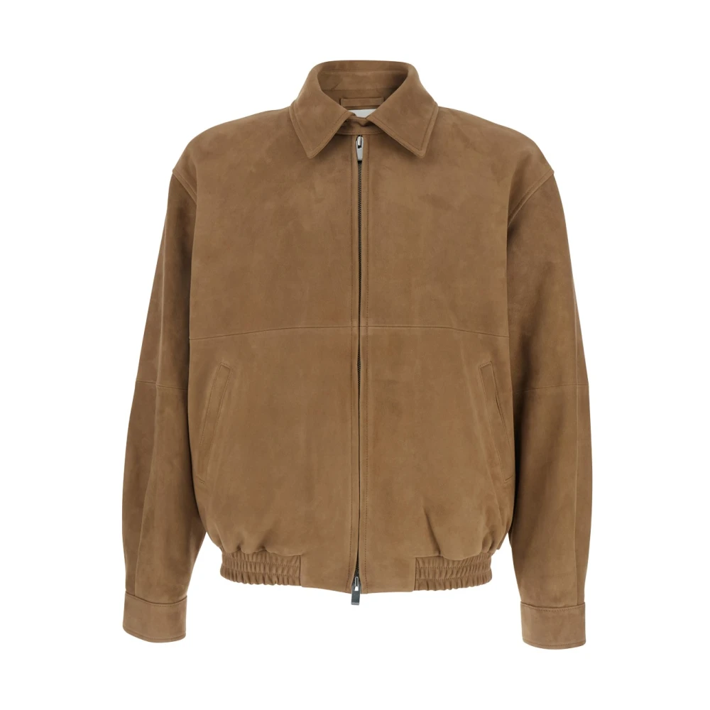 Tonywack Men's Beige Goat Suede Relaxed Bomber Jacket