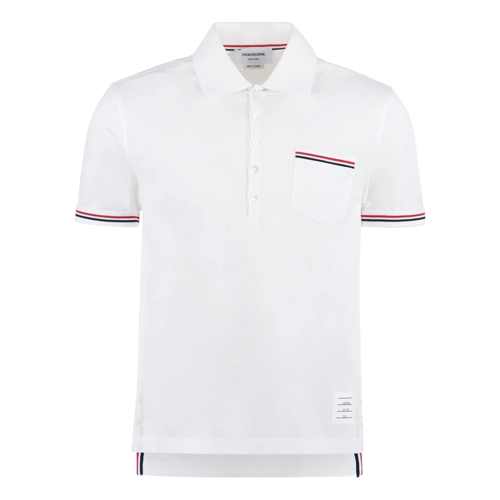 Thom Browne Men's White Polo Shirts, S, Pique Pocket Polo