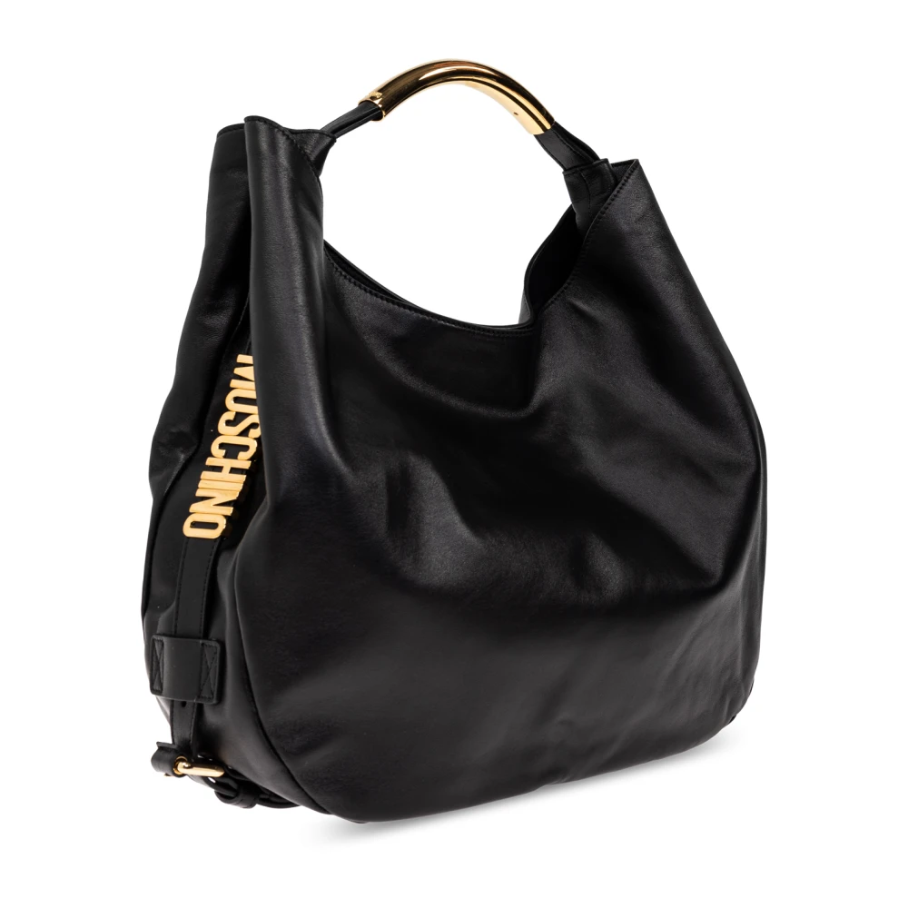 Moschino Leren shopper tas Black Dames