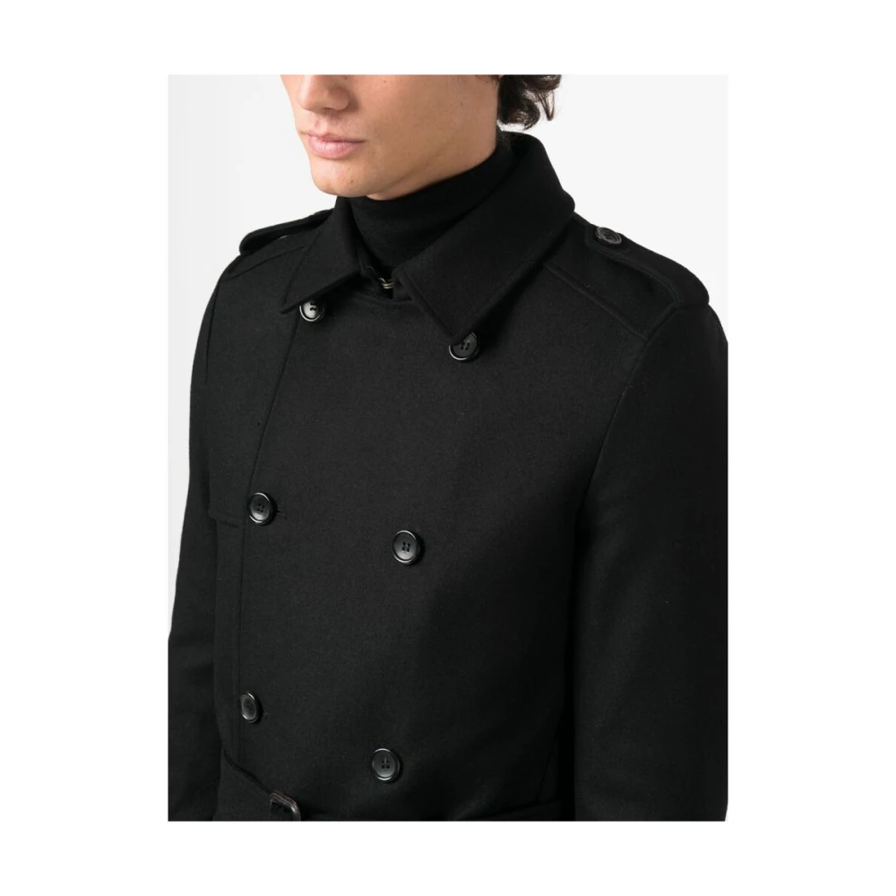 Reveres 1949 Zwarte Wollen Regenjas Black Heren
