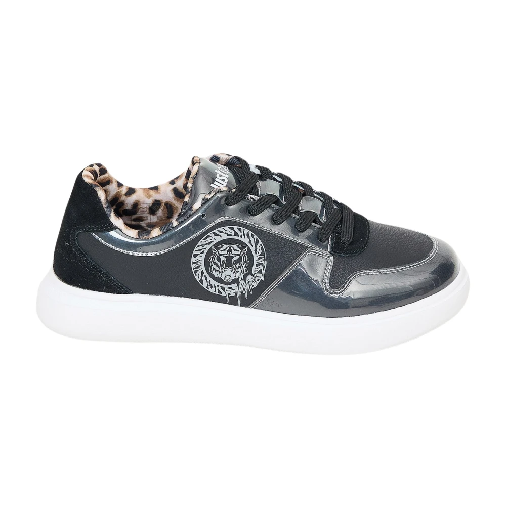 Just Cavalli Logo Sneakers met Luipaardprint Interieur Dames Schoenen Zwart