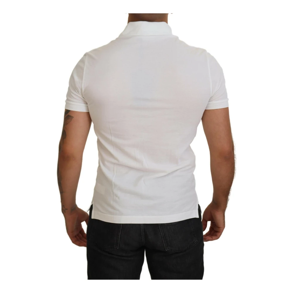 Dolce & Gabbana Logo Polo T-shirt Korte Mouw Wit White Heren