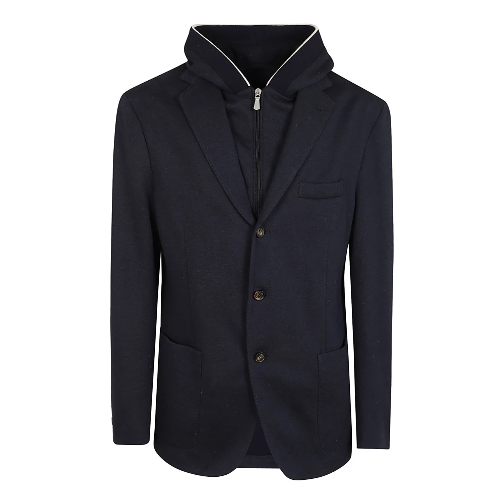 Eleventy Blauwe Katoenen Jas Aw24 Blue Heren