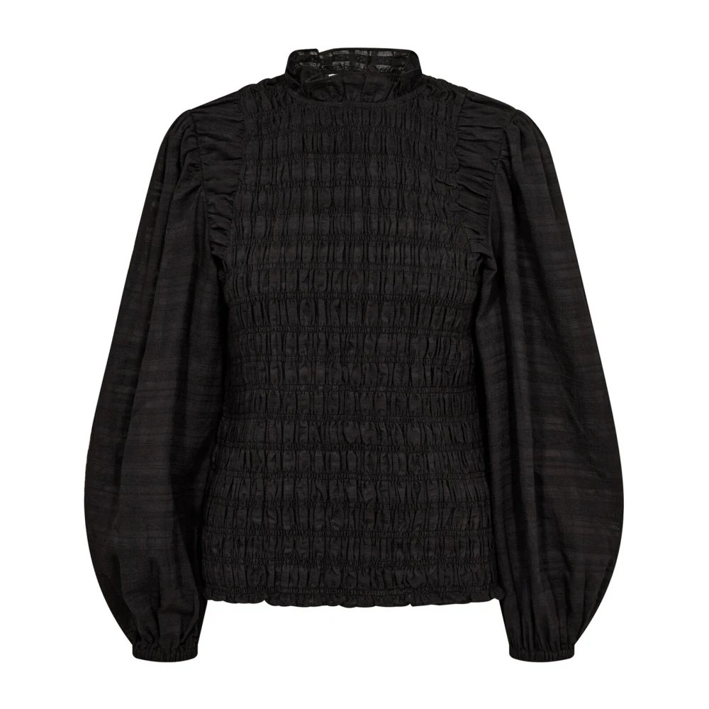 Co'Couture Gestructureerde Smock Blouse Zwart Black Dames