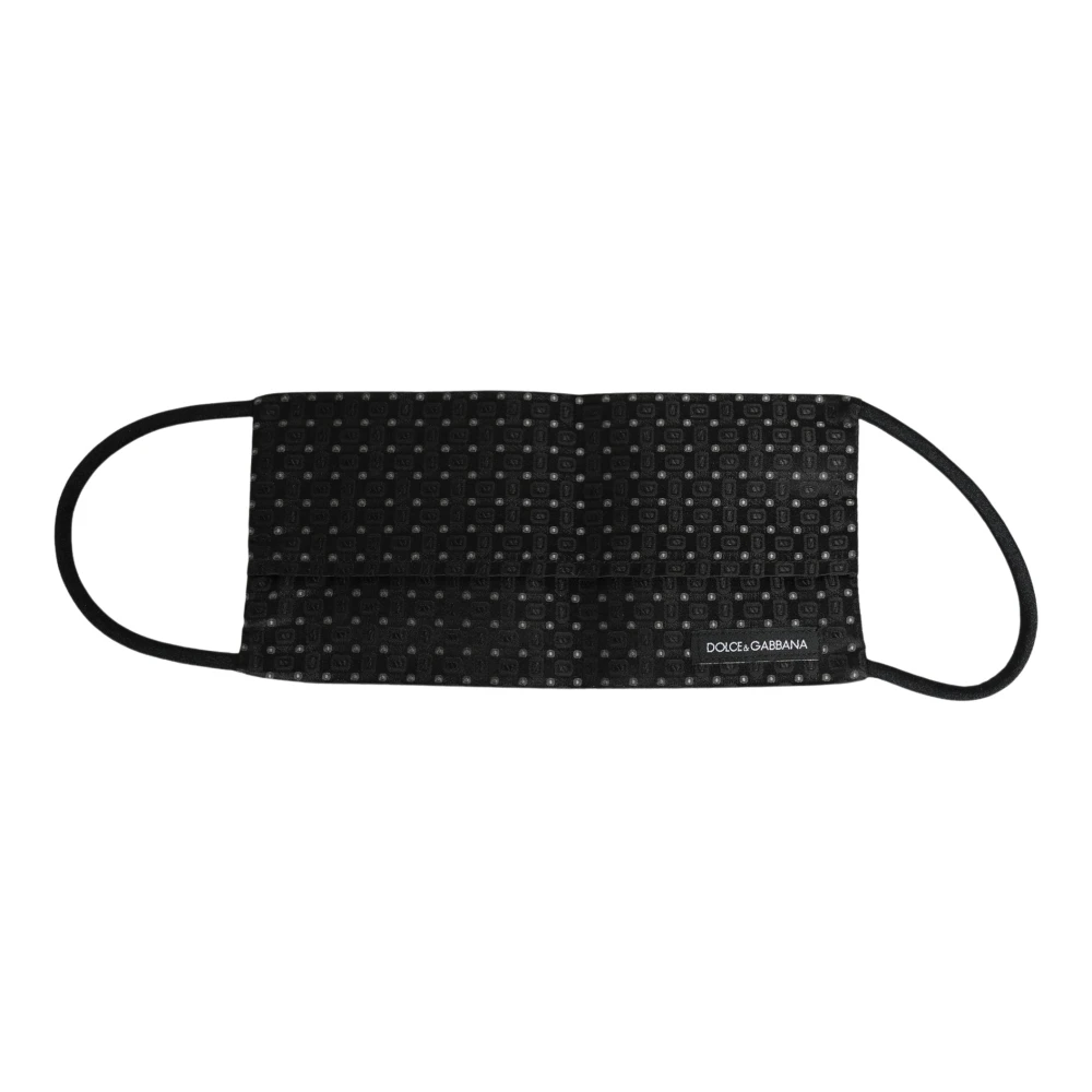 Dolce & Gabbana , Accessories, Male, Black, One Size, Monogram Print Face Mask - Image 3