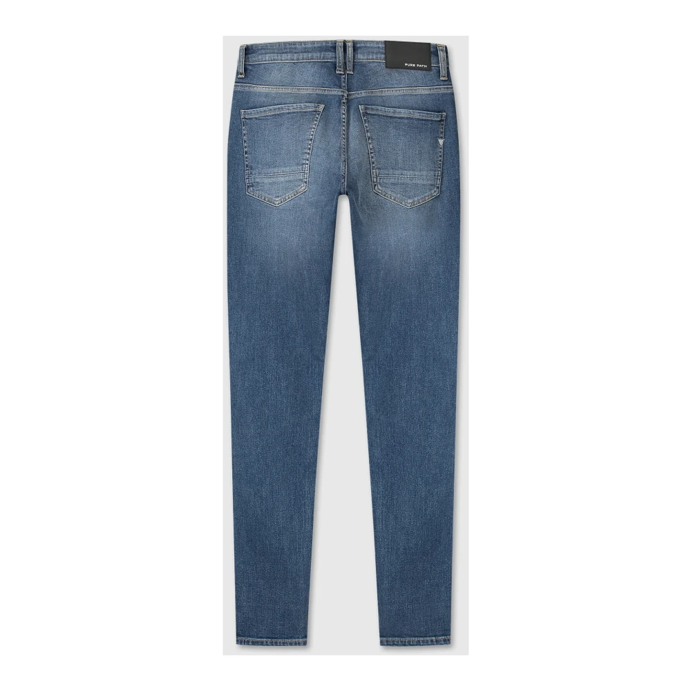 Pure Path Mannen Skinny Blauwe Jeans Trendy Stijl Blue Heren