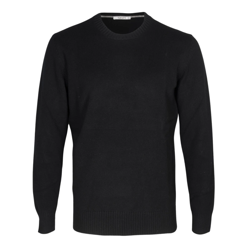 Kangra Men's Black Cashmere Knitwear, L, Girocollo Due Fili