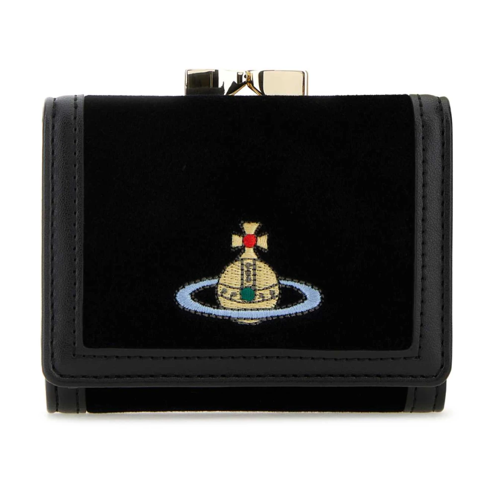 Vivienne Westwood Stijlvolle zwarte fluwelen portemonnee Black Dames