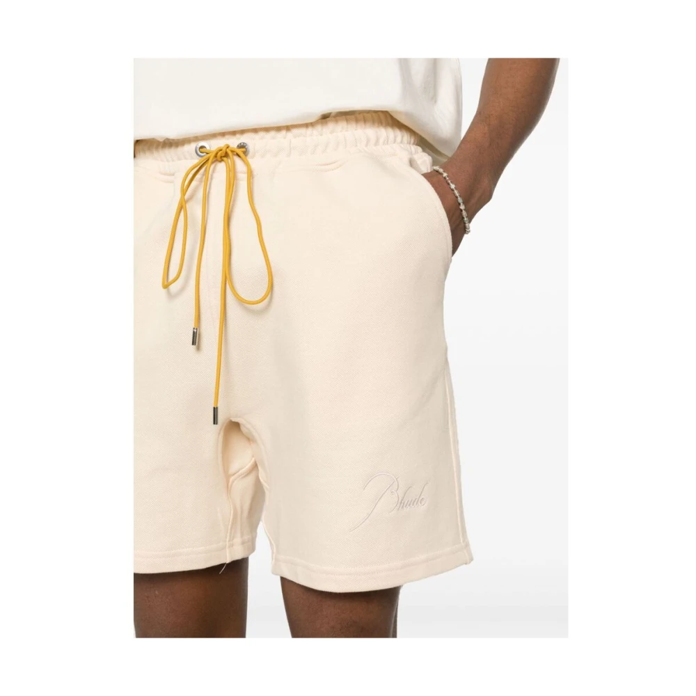 Rhude Shorts met geborduurd logo Yellow Heren