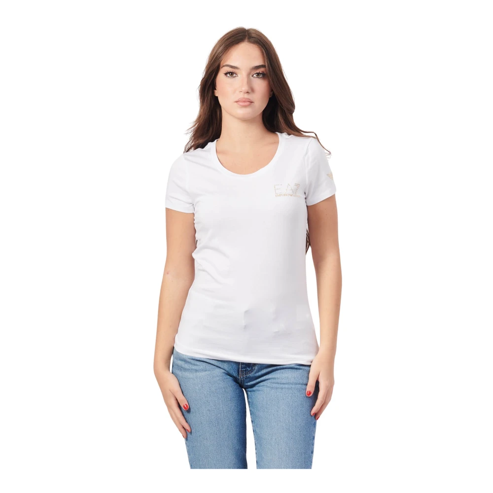 Emporio Armani Wit T-shirt met ronde hals White Dames