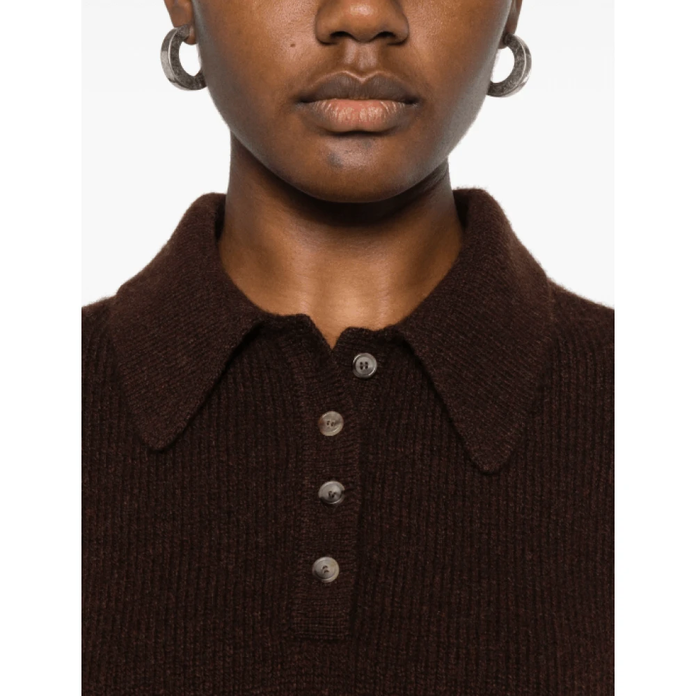 Khaite Koffiebruine Polo Kraag Sweater Brown Dames
