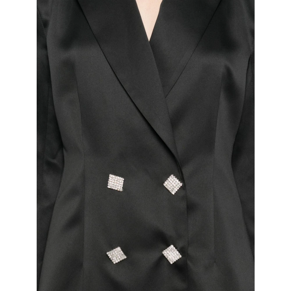 Rotate Birger Christensen Zwarte Satijnen Weefsel Double-Breasted Jurk Black Dames
