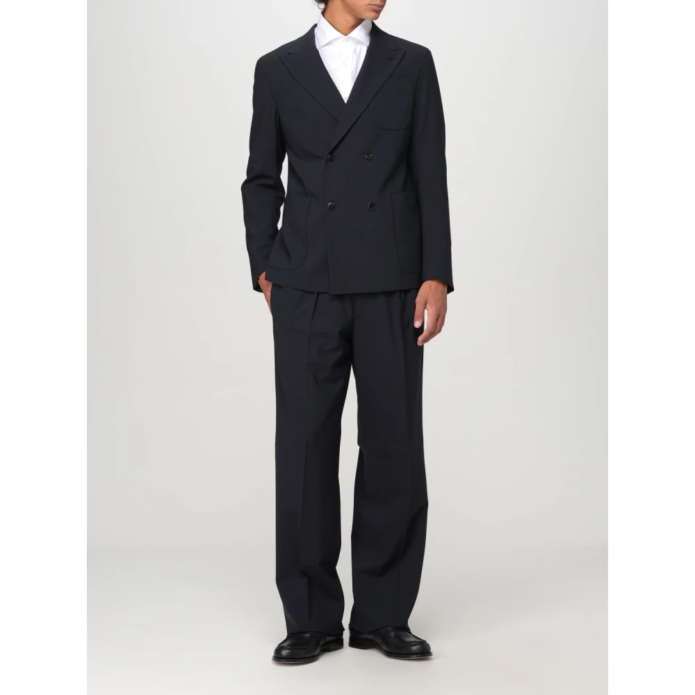 Emporio Armani Blauwe double-breasted wollen stretch jurk Blue Heren