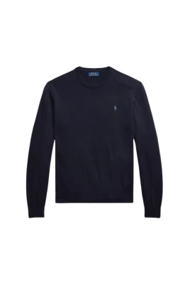 Marinblå Bomull-Kashmir Crewneck Tröja