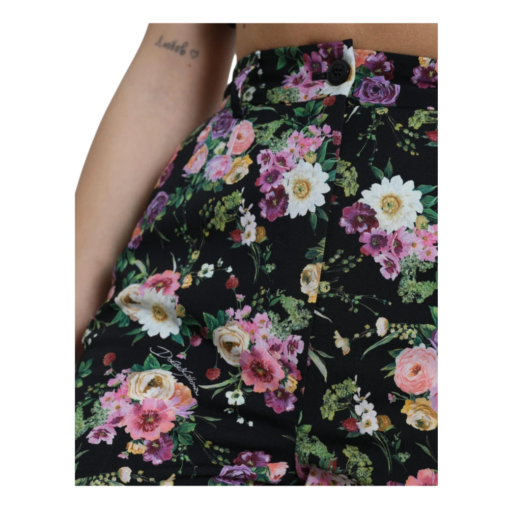 Dolce & Gabbana Zwarte Bloemen Wijde Broek Multicolor Dames